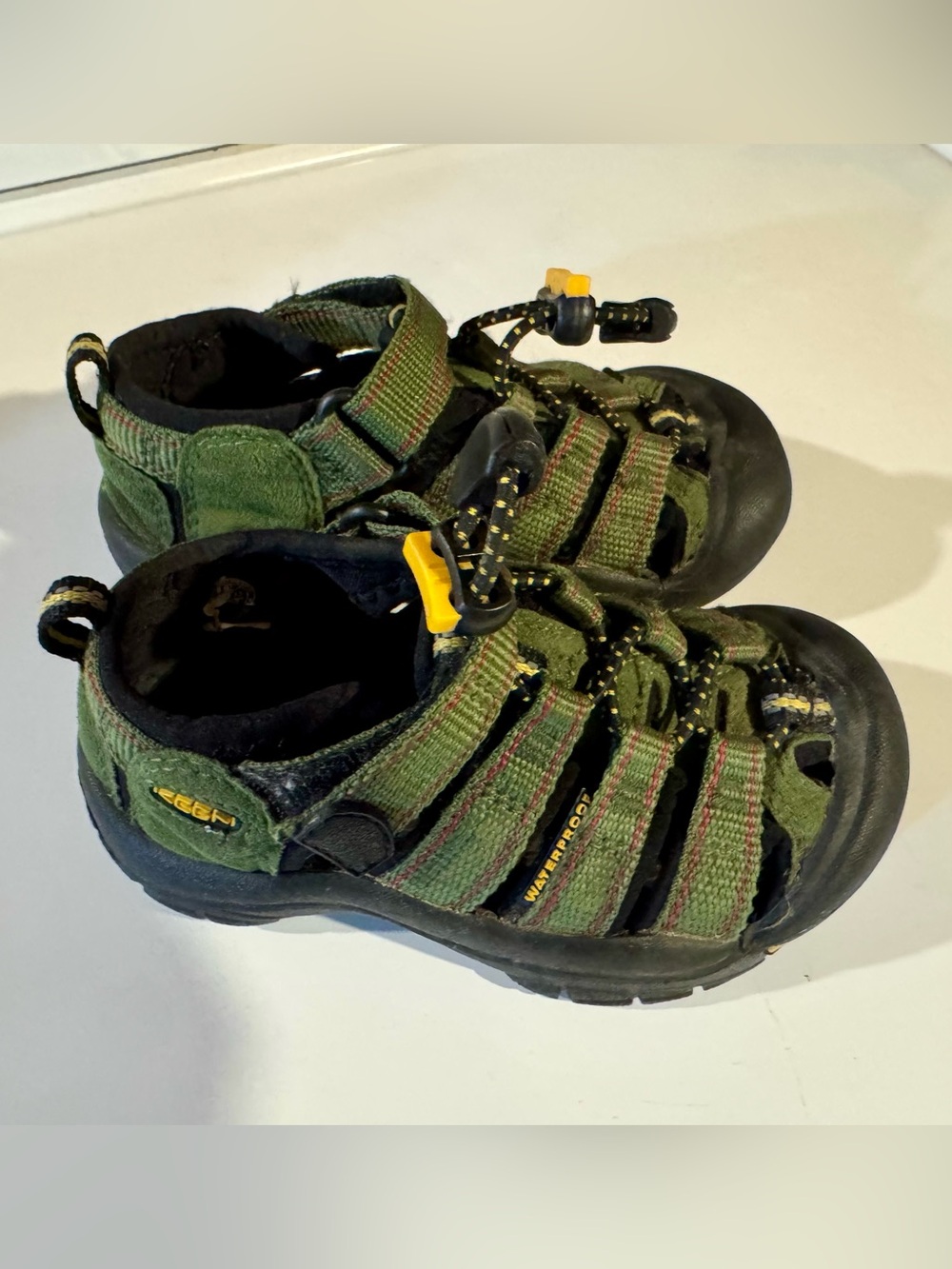 Keen Kids Olive Green Waterproof Sport Sandals with Yellow Accents